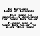 The Nations: Land of Legends - Game Boy Error Message