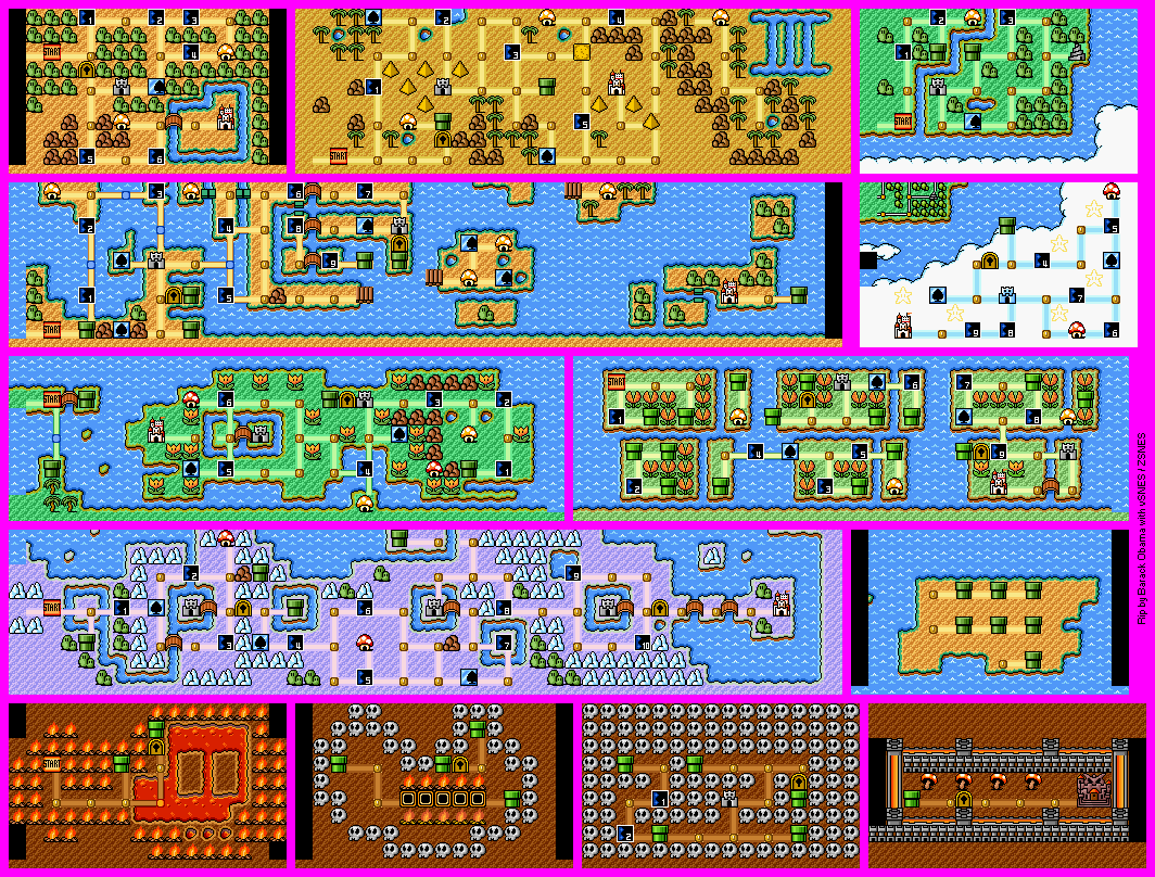 Super Mario All-Stars: Super Mario Bros. 3 - World Maps