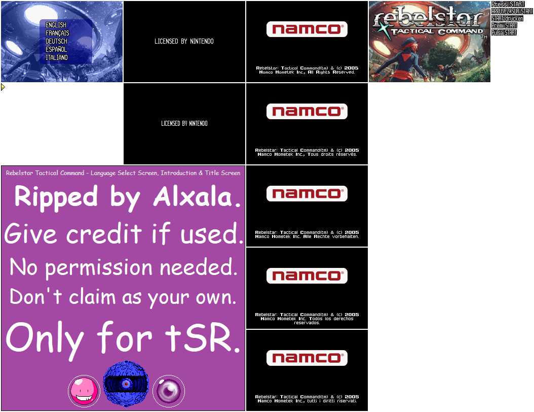 Rebelstar Tactical Command - Language Select Screen, Introduction & Title Screen