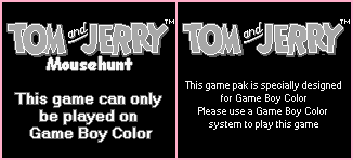 Tom and Jerry: Mouse Hunt - Game Boy Error Message