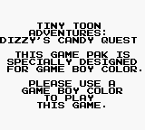 Tiny Toon Adventures: Dizzy's Candy Quest - Game Boy Error Message