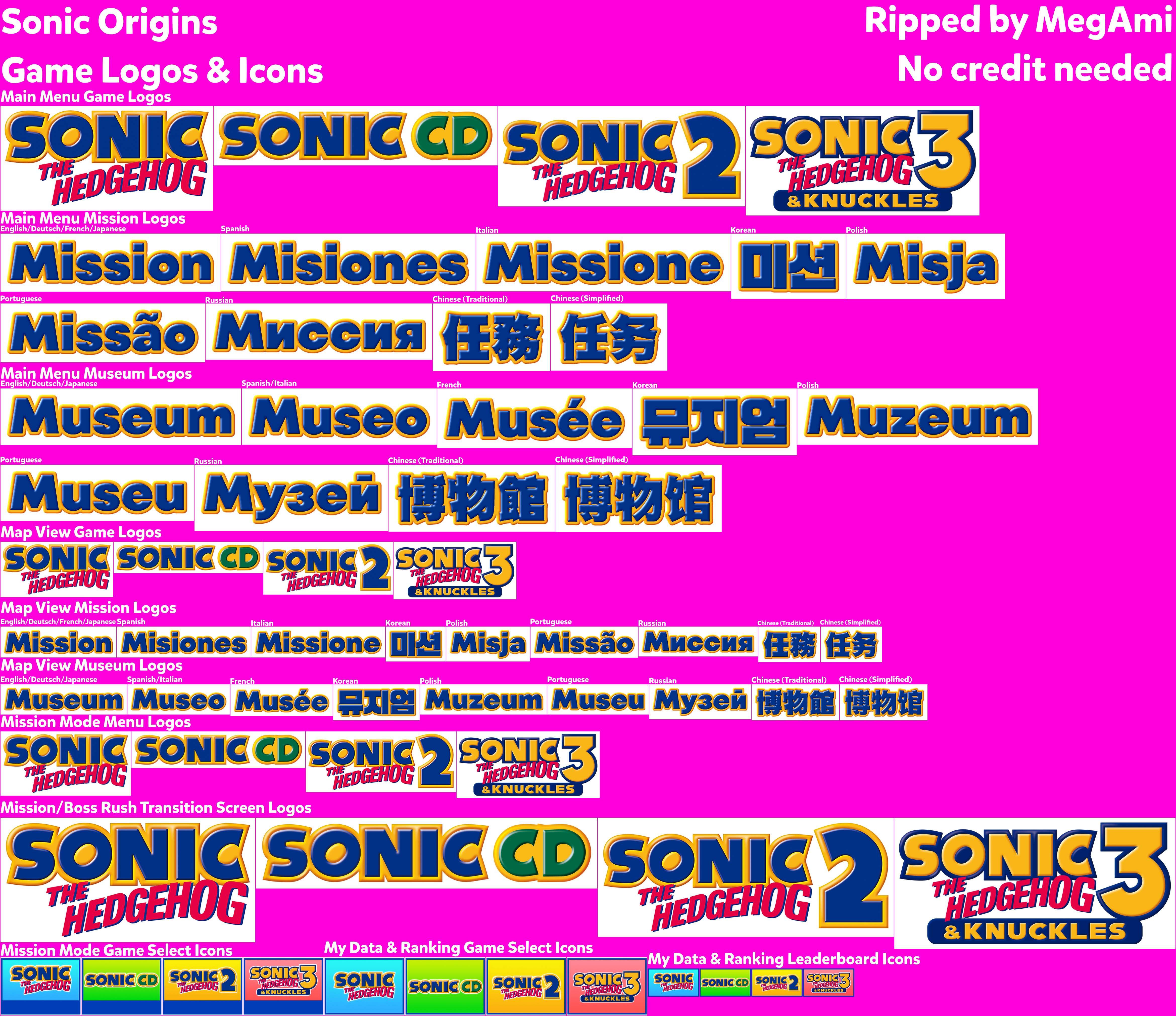 Sonic Origins - Game Logos & Icons
