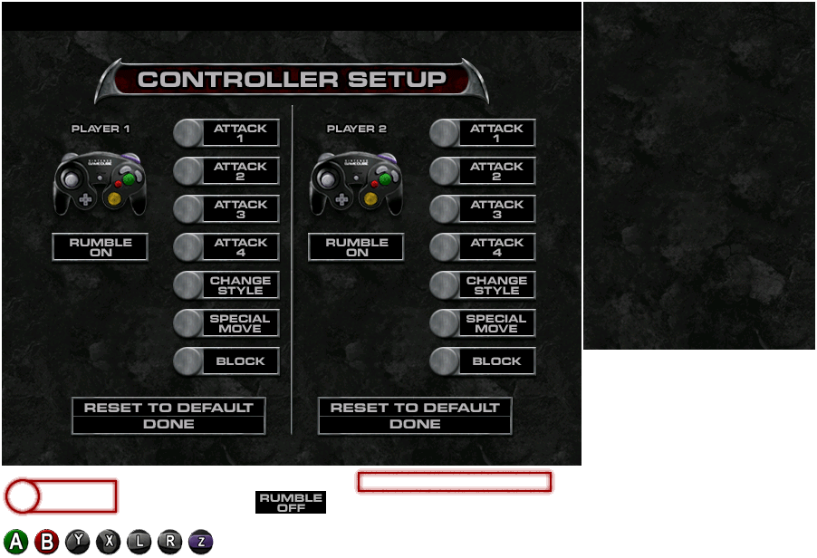 Mortal Kombat: Deadly Alliance - Controller Setup Menu