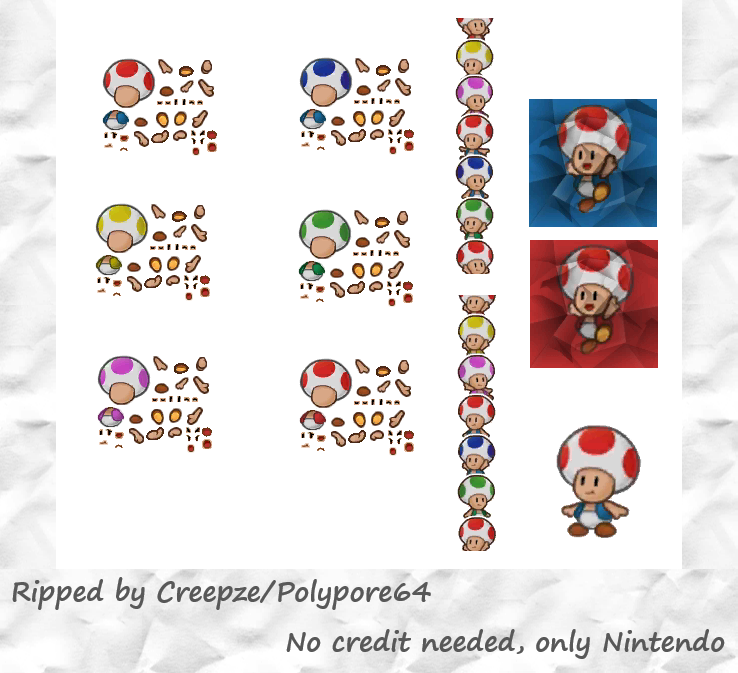 3DS - Mario & Luigi: Paper Jam - Paper Toads - The Spriters Resource