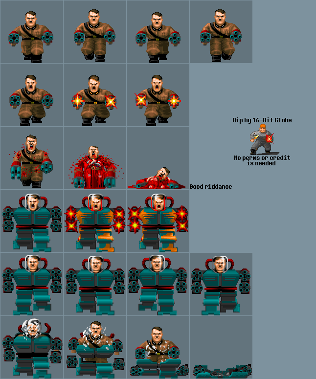 The Spriters Resource - Full Sheet View - Wolfenstein 3D - Adolf Hitler