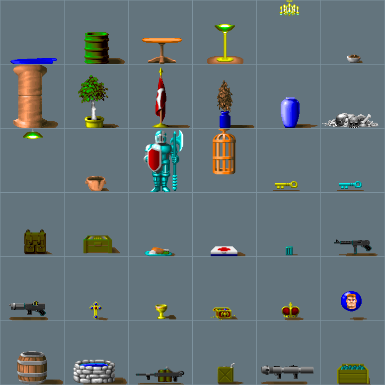 The Spriters Resource - Full Sheet View - Wolfenstein 3D - Pickups and ...