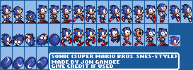 Sonic the Hedgehog Customs - Sonic (Super Mario All Stars, Super Mario Bros.-Style)