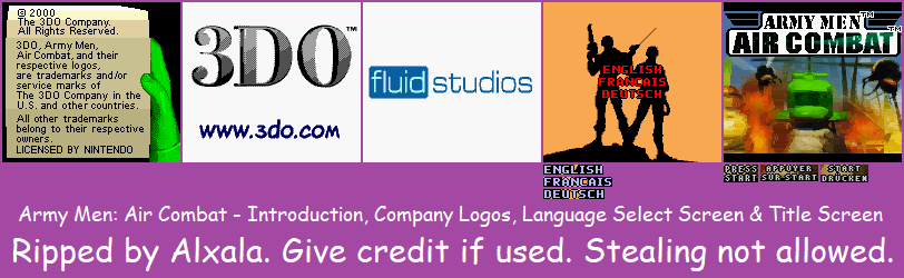 Army Men: Air Combat - Introduction, Company Logos, Language Select Screen & Title Screen