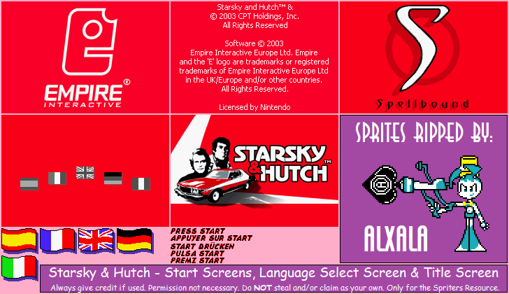 Starsky & Hutch - Start Screens, Language Select Screen & Title Screen
