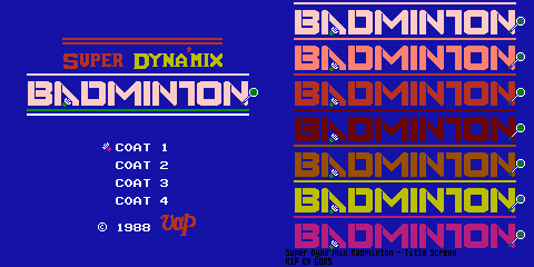 Super Dyna'mix Badminton - Title Screen