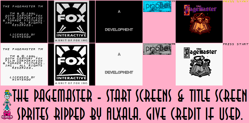 The Pagemaster - Start Screens & Title Screen