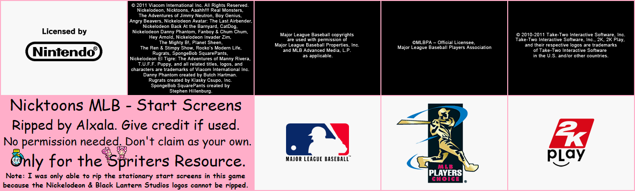 Nicktoons MLB - Start Screens