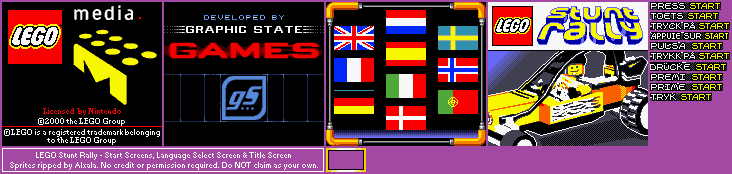 LEGO Stunt Rally - Start Screen, Language Select Screen & Title Screen