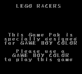 LEGO Racers - Game Boy Error Message