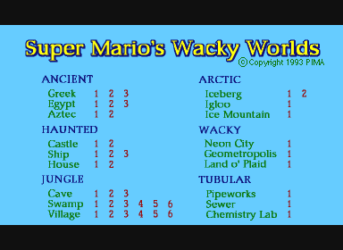 Super Mario's Wacky Worlds (Prototype) - Title Screen