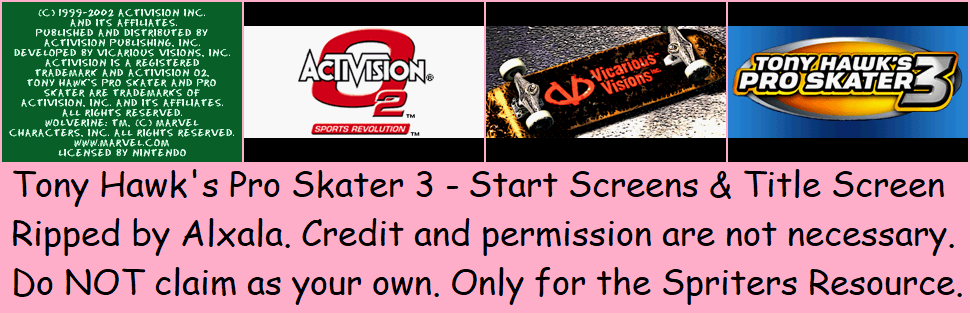 Tony Hawk's Pro Skater 3 - Start Screens & Title Screen