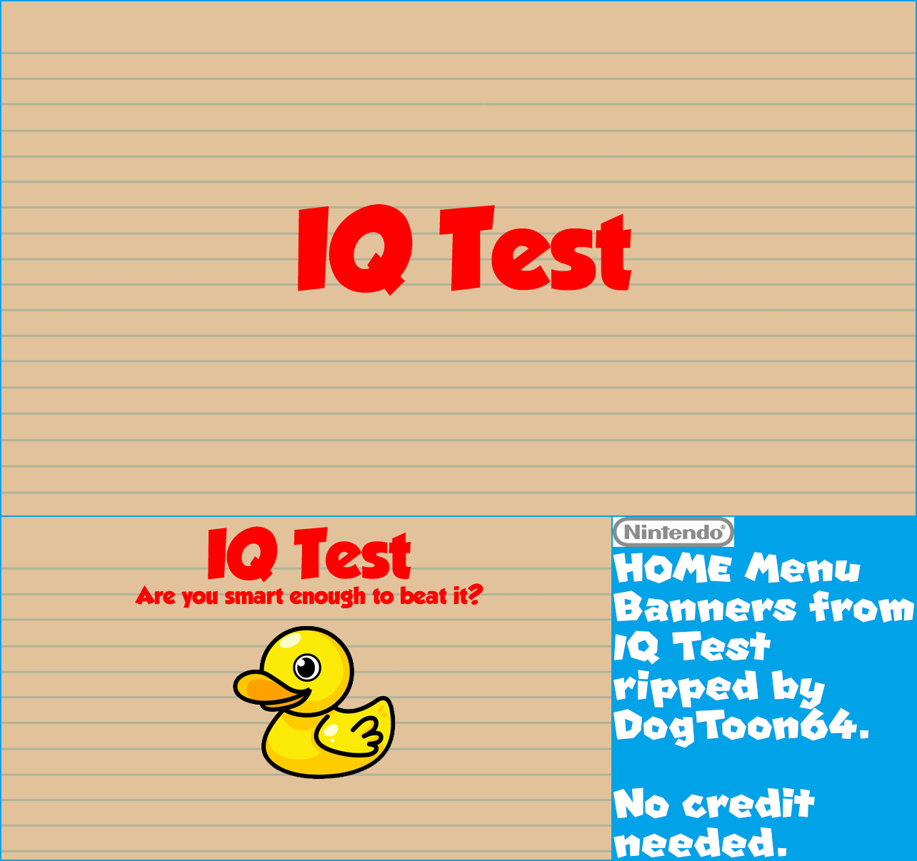 IQ Test - HOME Menu Banners