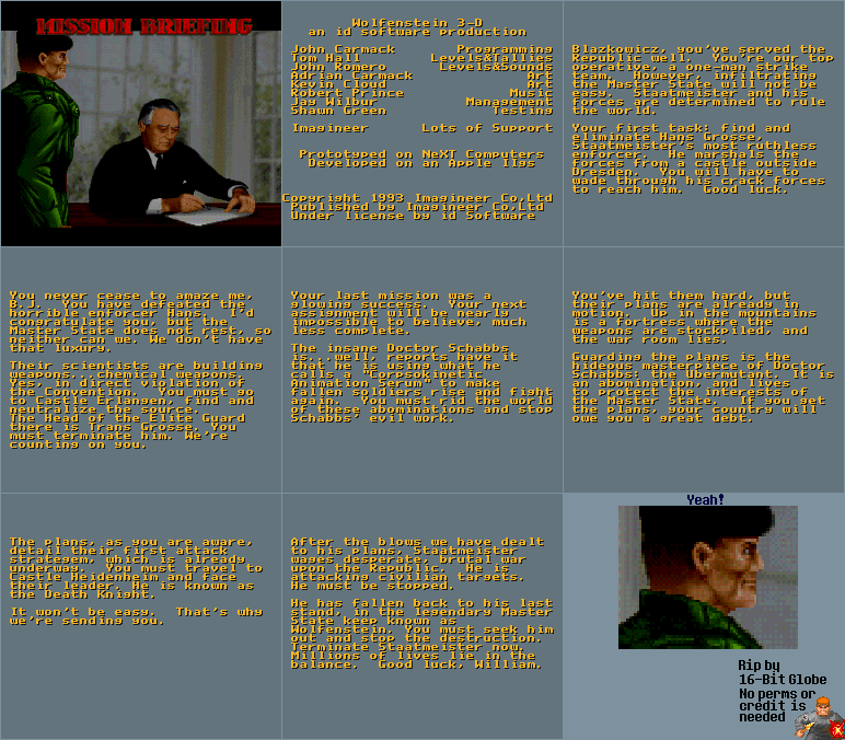 The Spriters Resource - Full Sheet View - Wolfenstein 3D - Intermissions