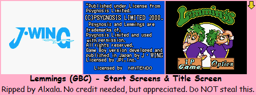Lemmings (GBC) - Start Screens & Title Screen