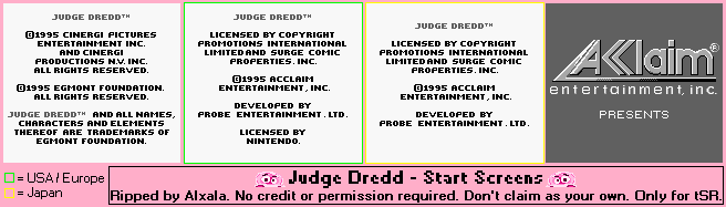 Judge Dredd - Start Screens