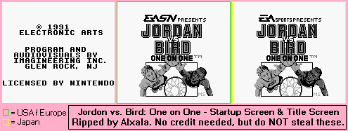 Jordon vs. Bird: One on One - Start Screen & Title Screen