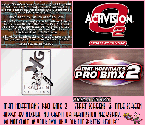 Mat Hoffman's Pro BMX 2 - Start Screens & Title Screen