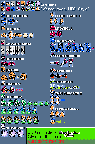 Mega Man Customs - Enemies (WonderSwan, NES-Style)