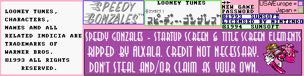 Speedy Gonzales - Start Screen & Title Screen Elements