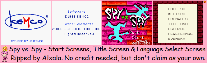 Spy vs. Spy - Start Screens, Title Screen & Language Select Screen