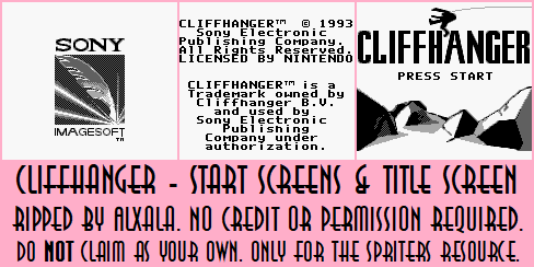 Cliffhanger - Start Screen & Title Screen