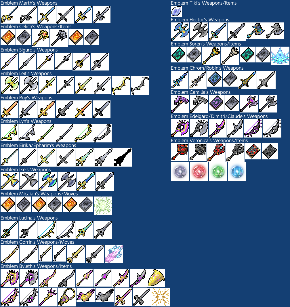 Weapon + Item Icons (Emblem Characters)