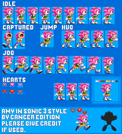 Sonic the Hedgehog Customs - Amy Rose (Classic, Sonic 3-Style)