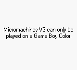 Micro Machines V3 - Game Boy Error Message
