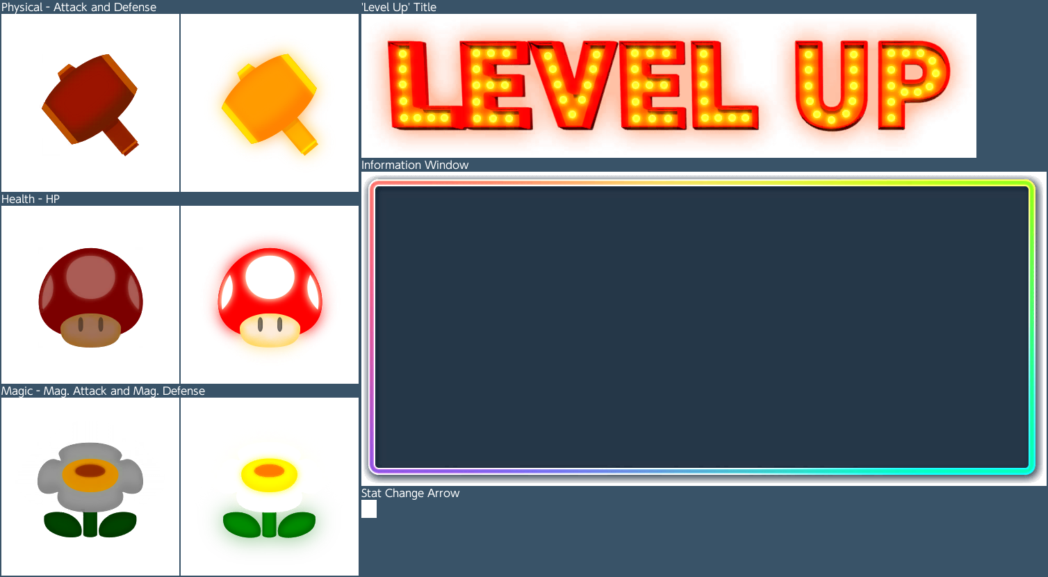 Super Mario RPG - Level Up Bonus Icons and Parts