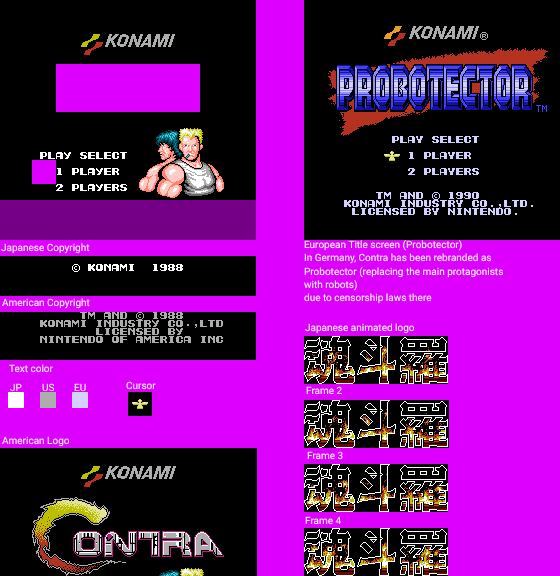 Contra - Title Screens