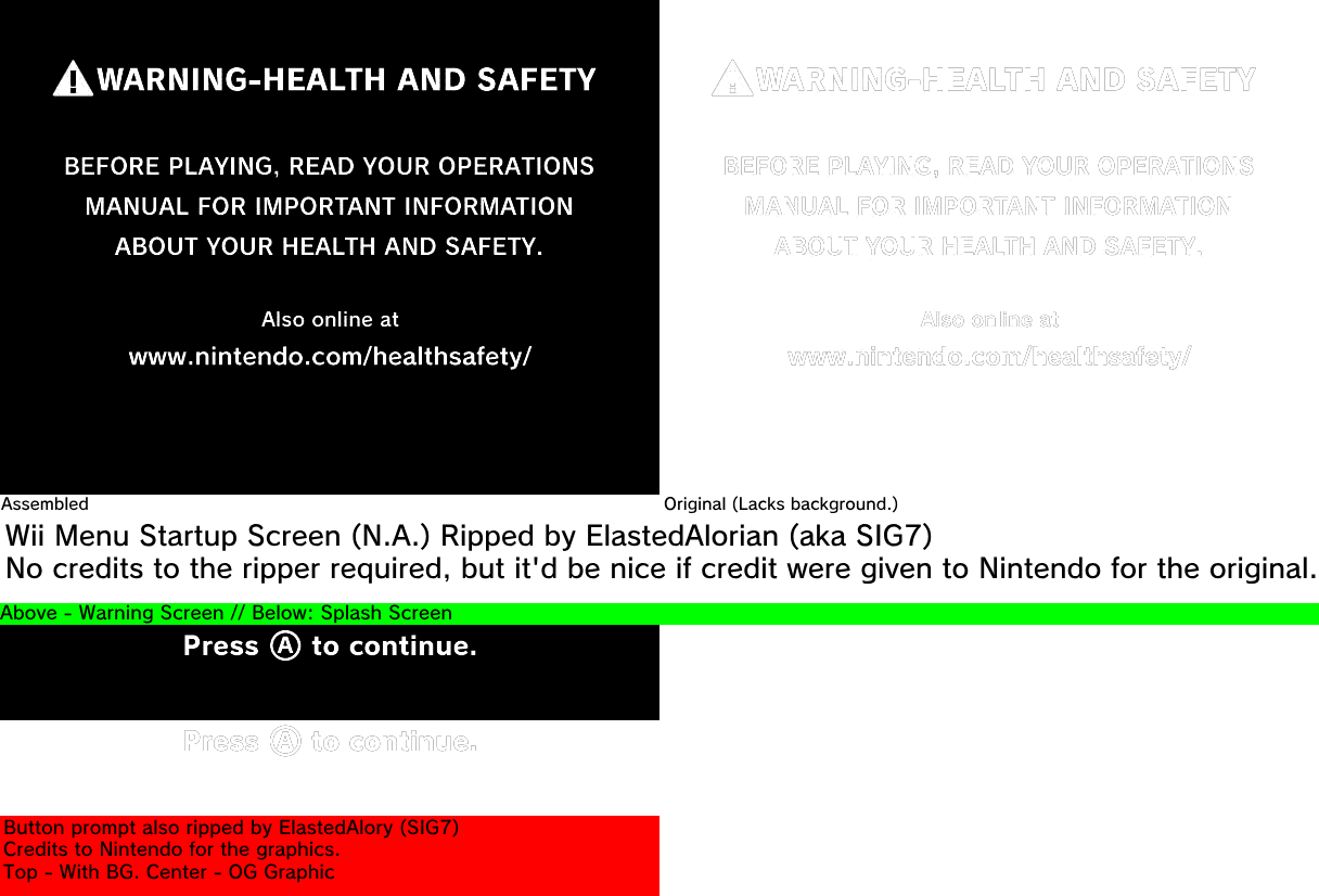 Wii Menu - (N.A.) Health and Safety Splash Screen + Button Prompts