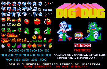 Namco Museum - Dig Dug - General Sprites