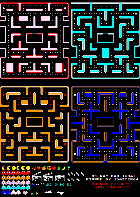 Game Boy Advance - Namco Museum - Ms. Pacman - General Sprites - The