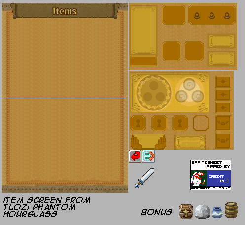 The Legend of Zelda: Phantom Hourglass - Item Screen