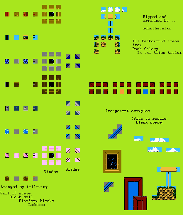 Dash Galaxy in the Alien Asylum - Stage Elements