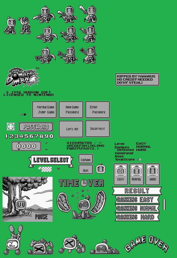 Pocket Bomberman - Menus