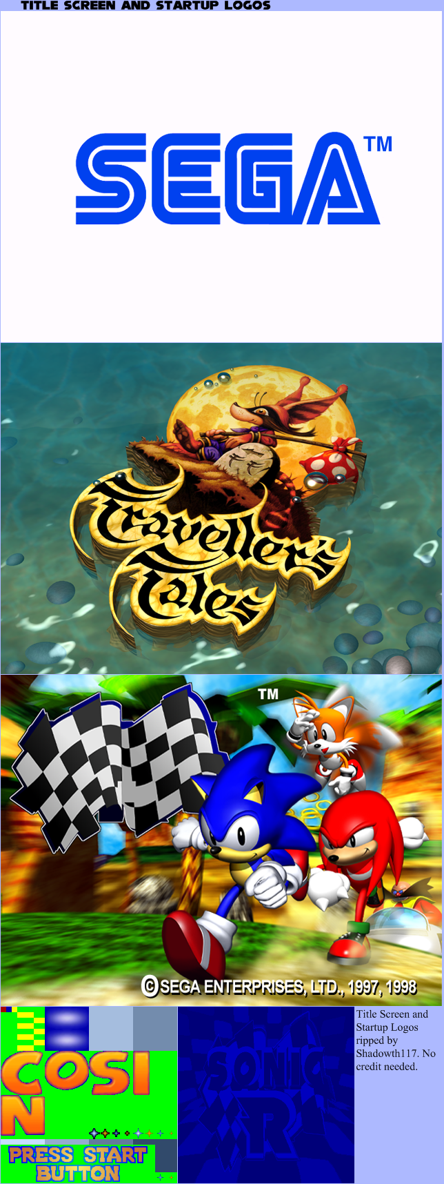 Title Screen and Startup Logos