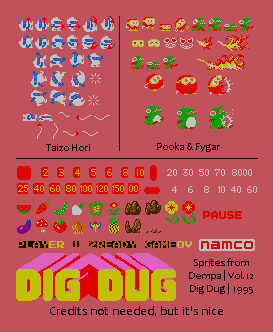 Video Game Anthology Vol.12: Dig Dug 1 & 2 - General Sprites