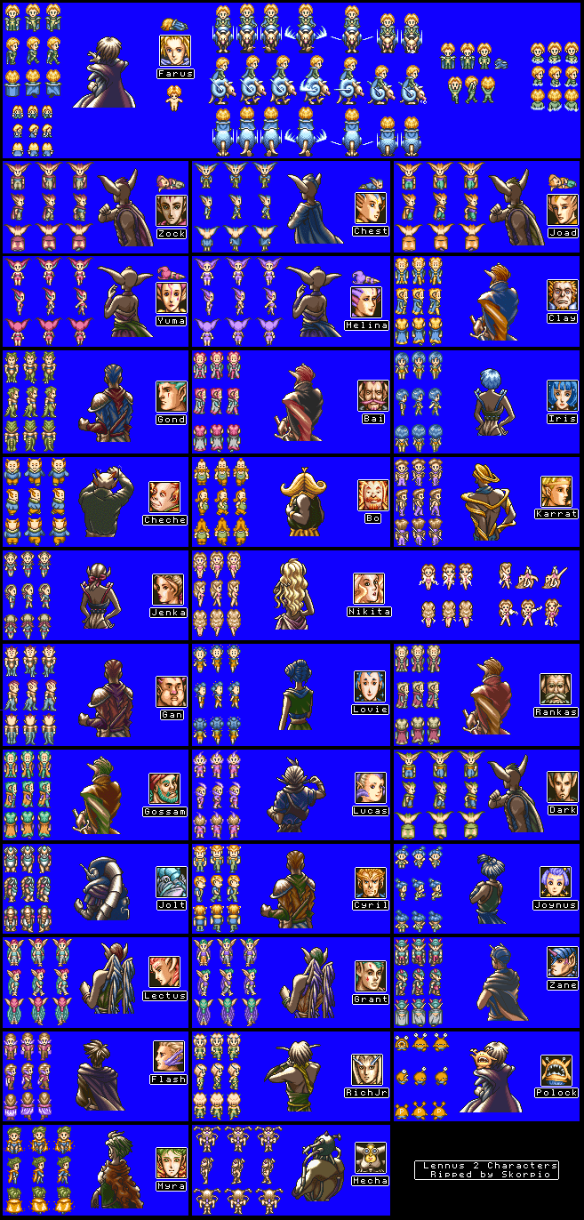 Lennus 2: Fuuin no Shito (JPN) - Playable Characters