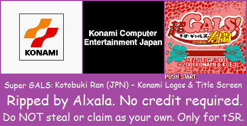 Super GALS! Kotobuki Ran (JPN) - Konami Logos & Title Screen