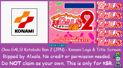 Chou Gals! Kotobuki Ran 2 (JPN) - Konami Logo & Title Screen