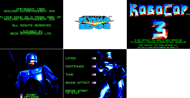 Robocop 3 - Intro, Title, & Options Screen