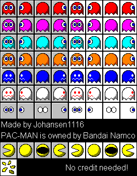 Pac-Man and Ghosts (Chip's Challenge Style)