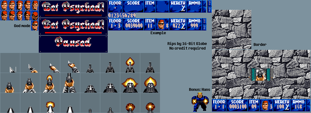Wolfenstein 3D (Apple II GS) - HUD and Weapons