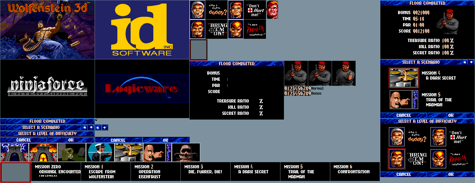 Wolfenstein 3D (Apple II GS) - Menus, UI, and Intro